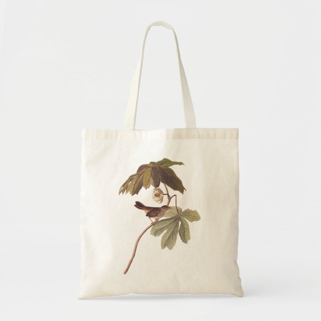 Audubon Swamp Sparrow Bird on Wild Mandrake Tote Bag (Front)