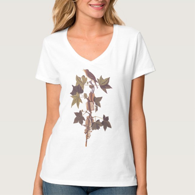Audubon Traill's Flycatcher Songbird T-Shirt (Front)