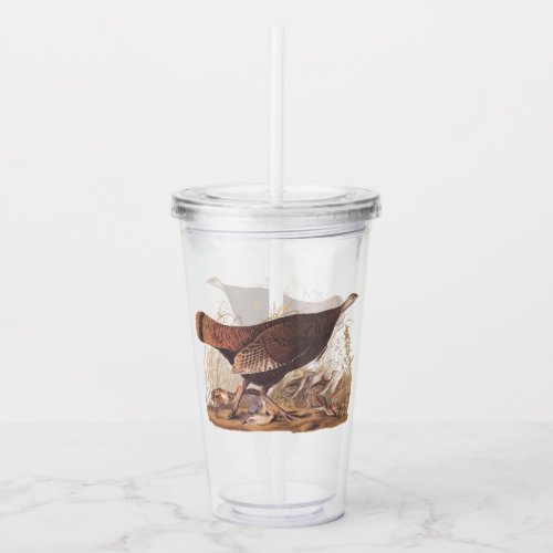 Audubon Turkey Hen and Chicks in Autumn Acrylic Tumbler