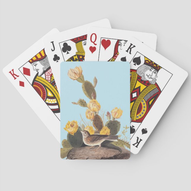 Audubon Vesper Sparrow and Prickly Pear Cactus Poker Cards (Back)