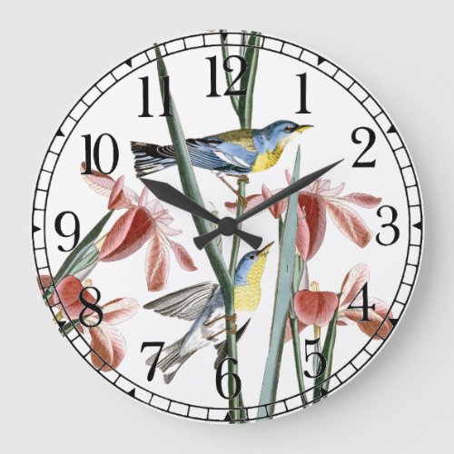 Audubon Warbler Birds Wildlife Floral Wall Clock