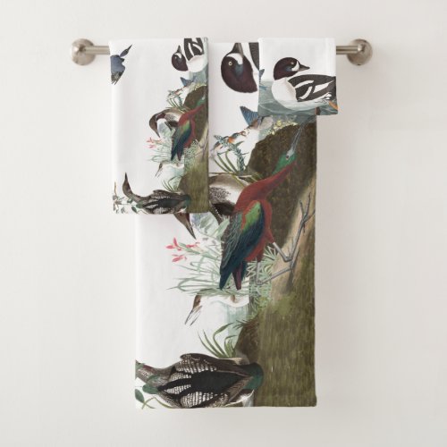 Audubon Wetland Birds Loon Ibis Bath Towel Set