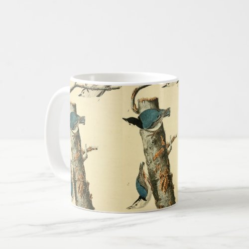 Audubon White_breasted Nuthatch Bird Painting Coffee Mug