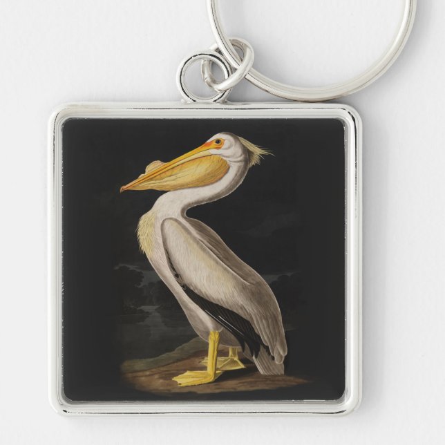 Audubon White Pelican Bird America Keychain (Front)