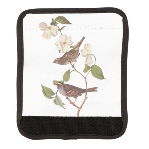 Audubon White Throated Sparrow Bird in Dogwood Luggage Handle Wrap