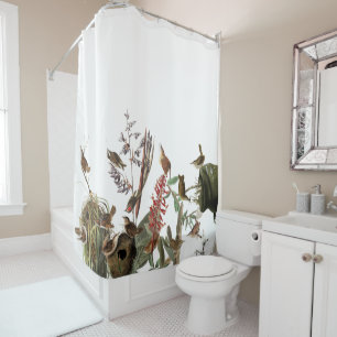 Audubon Wren Birds Animals Flowers Shower Curtain