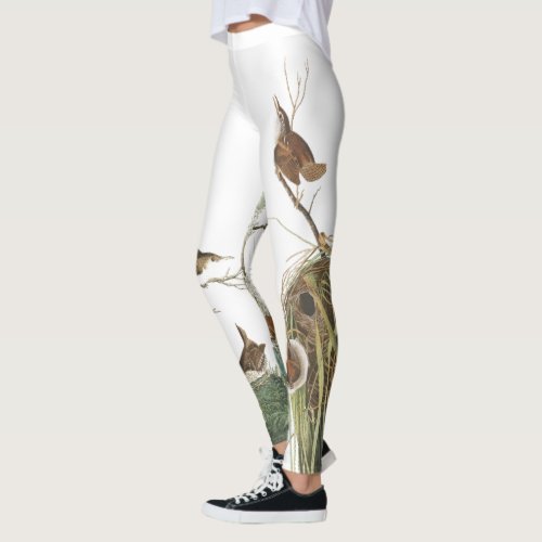 Audubon Wren Birds Nests All Over Print Leggings