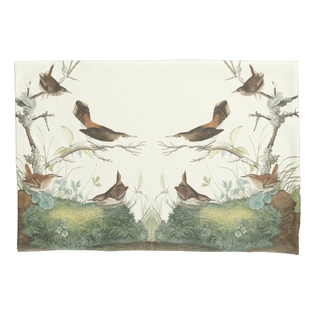 Audubon Wren Birds Wildlife Animal Pillowcase (Front)