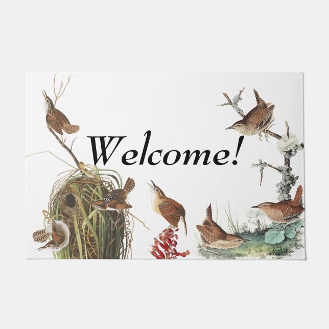 Audubon Wren Birds Wildlife Welcome Doormat (Front)