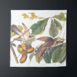 Audubon Yellow Billed Cuckoo Tapestry<br><div class="desc">This charming reproduction of John James Audubon’s Yellow-Billed Cuckoo captures an "odd couple" of free-spirited birds, each quirky in their own way yet perfectly matched as they chase their dreams together. Depicting a pair of yellow-billed cuckoos "chasing butterflies" through a tropical fruit tree, this artwork celebrates the beauty of two...</div>