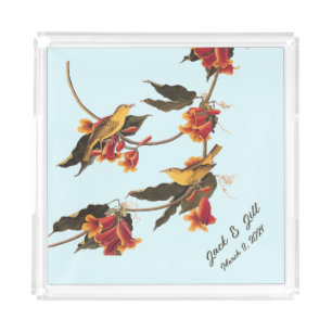 Audubon Yellow Warblers on Crossvine Plate 65 Acrylic Tray