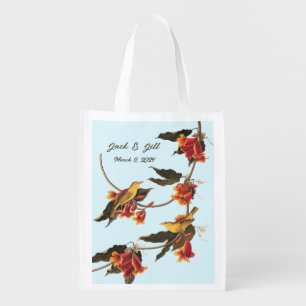Audubon Yellow Warblers on Crossvine Plate 65 Grocery Bag