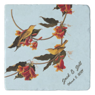 Audubon Yellow Warblers on Crossvine Plate 65 Trivet