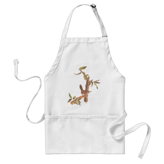 Audubon's Bewick's Long-Tailed Wren Bird on Tree Adult Apron (Front)