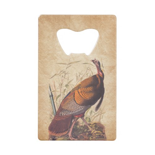 Audubons Birds of America Wild Turkey Autumn Bird Credit Card Bottle Opener