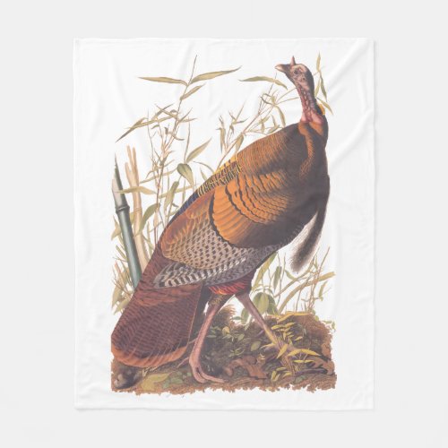 Audubons Birds of America Wild Turkey Autumn Bird Fleece Blanket