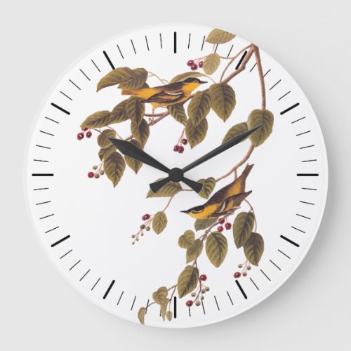 Audubons Carbonated Warbler Bird on Service Tree Large Clock