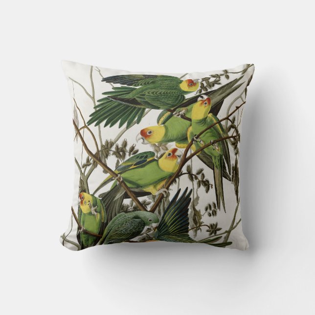 Audubon's Carolina Parakeet  Throw Pillow (Front)