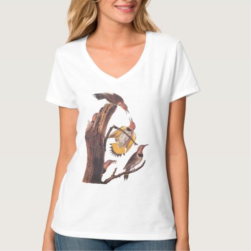 Audubons Golden_Winged Woodpecker Family of Birds T_Shirt
