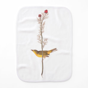 Audubon's Hooded Warbler Bird on Red Flower Baby Burp Cloth