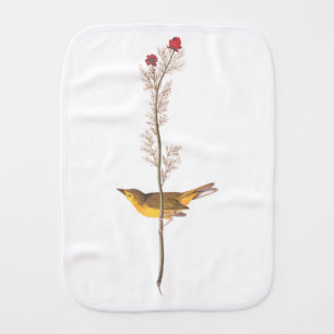 Audubon's Hooded Warbler Bird on Red Flower Baby Burp Cloth