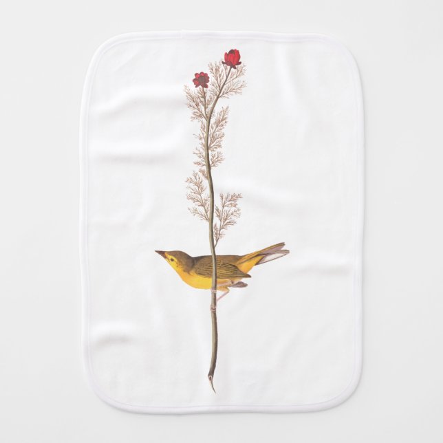 Audubon's Hooded Warbler Bird on Red Flower Baby Burp Cloth (Front)