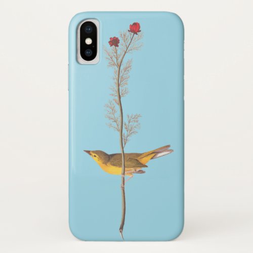 Audubons Hooded Warbler Bird on Red Flower iPhone X Case