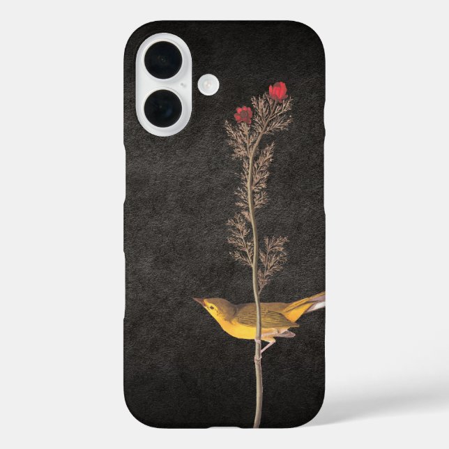 Audubon's Hooded Warbler Bird on Red Flower Case-Mate iPhone Case (Back)