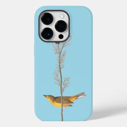 Audubons Hooded Warbler Bird on Red Flower Case_Mate iPhone 14 Pro Case