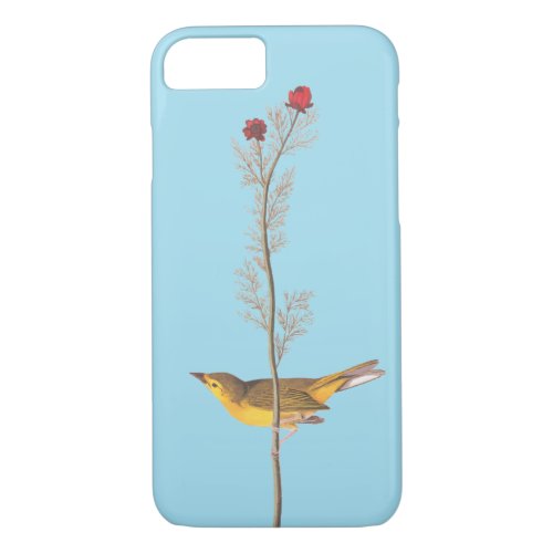 Audubons Hooded Warbler Bird on Red Flower iPhone 87 Case