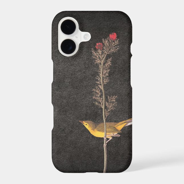 Audubon's Hooded Warbler Bird on Red Flower iPhone Case (Back)