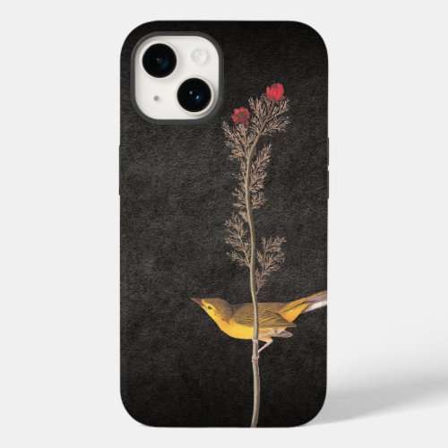 Audubons Hooded Warbler Bird on Red Flower Reusab Case_Mate iPhone 14 Case