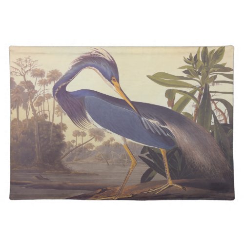 Audubons Louisiana Heron or Tricolored Heron Cloth Placemat