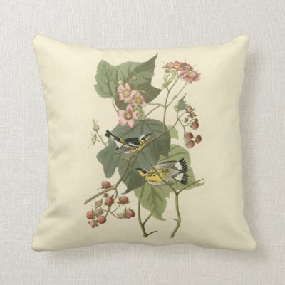 Audubon's Magnolia Warbler Throw Pillow