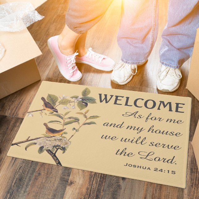 Audubon's Maryland Yellowthroat and Verse Doormat (Joshua 24:15 with birds on an olive branch is the perfect  housewarming gift for a couple or family.)