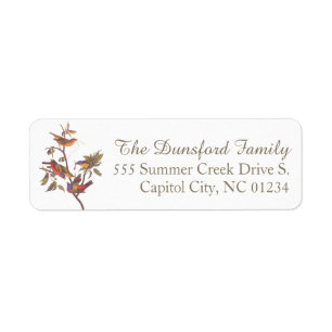 Audubon's Painted Bunting Family of Five Birds Label