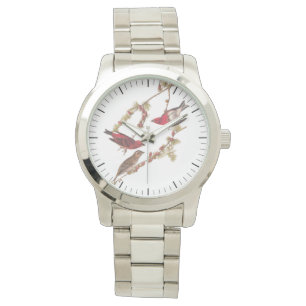 Audubon's Purple Finch Red Birds Vintage Art Watch