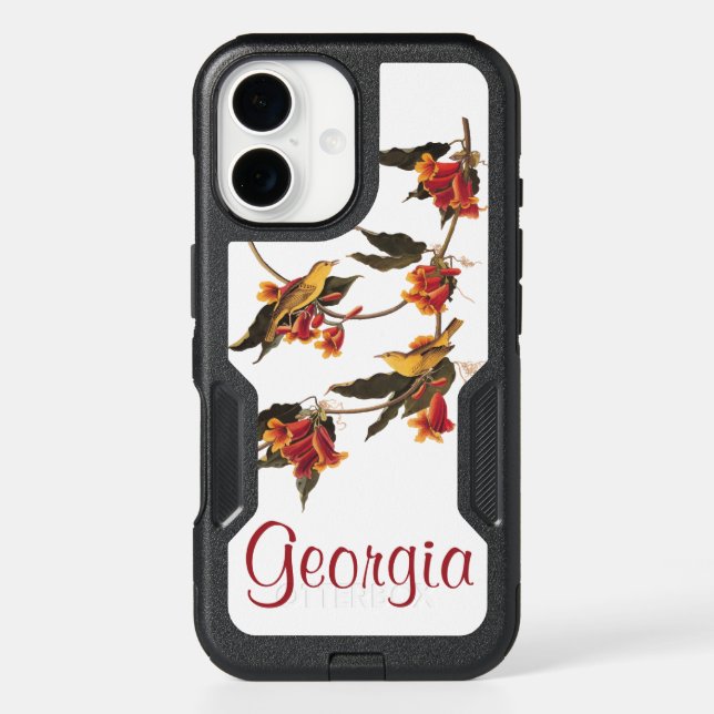 Audubon's Rathbone's Warbler Birds on Crossvine Otterbox iPhone Case (Back)