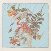 We Love Hummingbirds Beautiful Floral Hummingbird Silk Scarf Beige