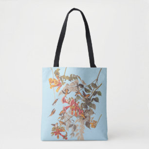 Audubon's Ruby Throated Hummingbirds and Flowers Tote Bag