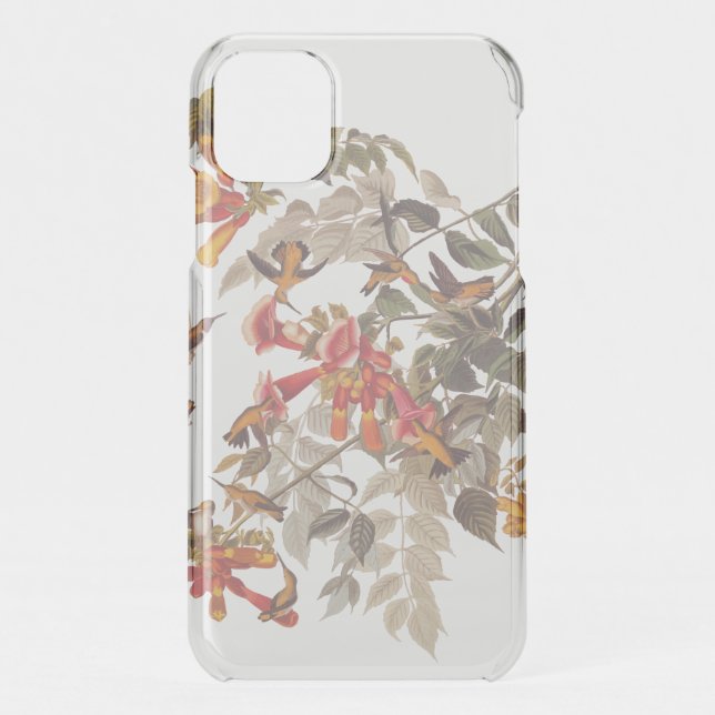 Audubon's Ruby Throated Hummingbirds and Flowers Uncommon iPhone Case (Back)