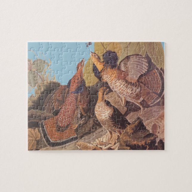 Audubon's Ruffed Grouse Pheasant Birds Jigsaw Puzzle (Horizontal)