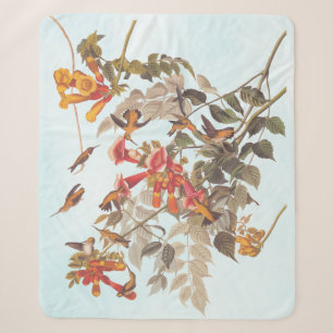 Audubon's Tropical Ruby Throated Hummingbirds Sherpa Blanket