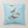 Audubon's White Throated Sparrow on Blue Throw Pillow