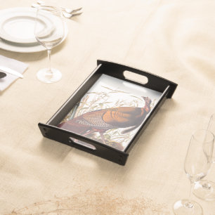 Audubon's Wild Turkey Bird in the Fall Leaves Serving Tray