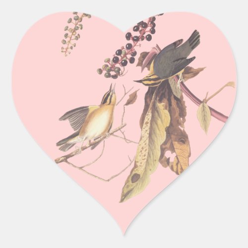 Audubons Worm Eating Warbler Heart Sticker