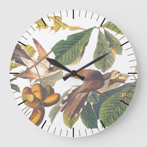 Audubons Yellow_Billed Cuckoo Birds in Fruit Tree Large Clock