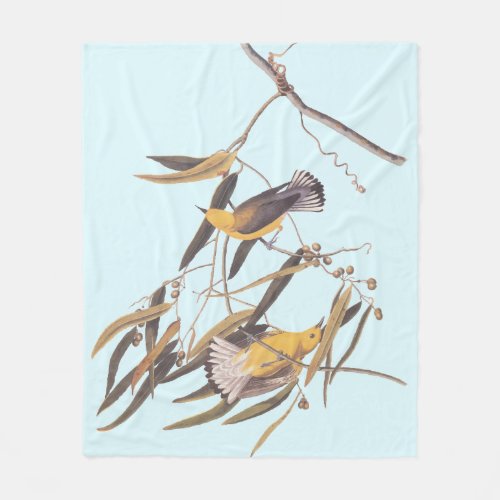 Audubons Yellow Prothonotary Warbler Bird Fleece Blanket