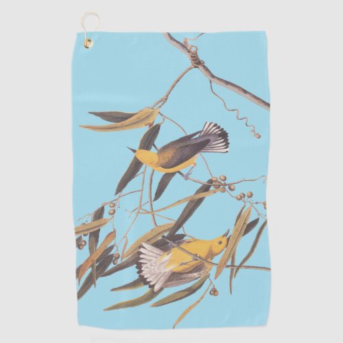 Audubons Yellow Prothonotary Warbler Bird Pair Golf Towel