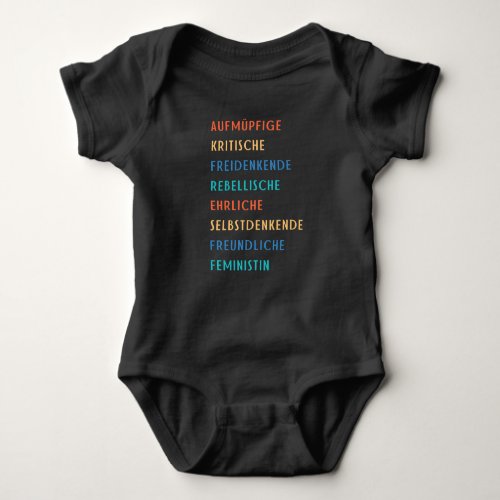 Aufmpfige Feministin Baby Bodysuit
